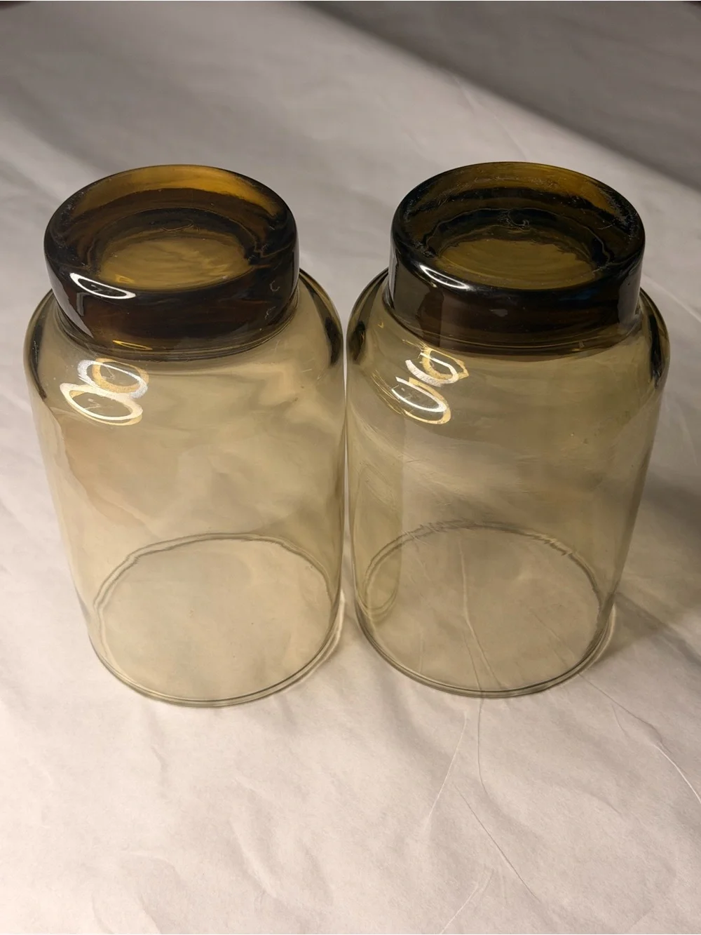 Vintage libbey tawny accent smoke brown Amber Glass Tumbler cups Pair mcm